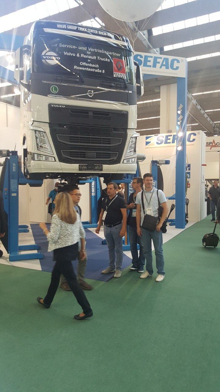 Toyota pickup on large scissor platform